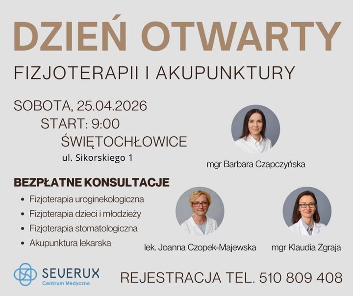Zapraszamy na Dzien Otwarty Fizjoterapii i Akupunktury w Centrum Medycznym Severux 🤗💙 – Image
