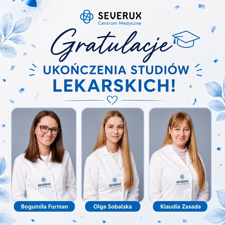 Z ogromną radością i dumą gratulujemy 𝗕𝗼𝗴𝘂𝗺𝗶𝗹𝗲 𝗙𝘂𝗿𝗺𝗮𝗻, 𝗢𝗹𝗱𝘇𝗲 𝗦𝗼𝗯𝗮𝗹𝘀𝗸𝗶𝗲𝗷 i 𝗞𝗹𝗮𝘂𝗱𝗶𝗶 𝗭𝗮𝘀𝗮𝗱𝘇𝗶𝗲, które pomyślnie zdały ostatni egzamin i zakończyły ważny etap swojej edukacji na 𝗦́𝗹𝗮̨𝘀𝗸𝗶𝗺 𝗨𝗻𝗶𝘄𝗲𝗿𝘀𝘆𝘁𝗲𝗰𝗶𝗲 𝗠𝗲𝗱𝘆𝗰𝘇𝗻𝘆𝗺 👏🎓  🩺 Bogusia (nasza higienistka stomatologiczna) ukończyła kierunek lekarsko-dentystyczny, natomiast Olga i Klaudia (asysta okulistyczna, obsługa pacjenta) – kierunek lekarski.  Życzymy Wam powodzenia, satysfakcji z wykonywania zawodu i spełnienia wszystkich marzeń 🙂💙